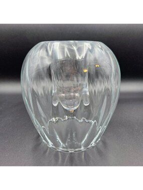 Vintage PartyLite Optic Odyssey Candle Holder Clear Glass Read